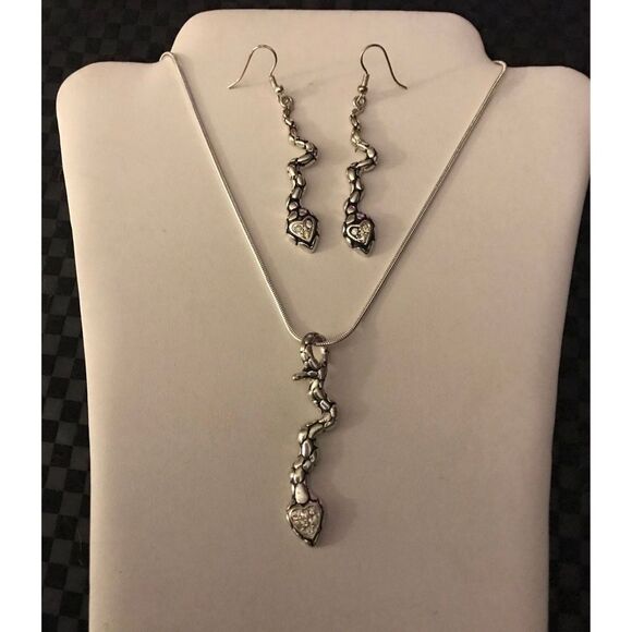 Silver Cobblestone Snake Necklace Set - Picture 1 of 3